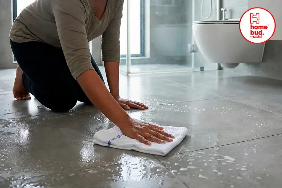 A Women cleaning floor