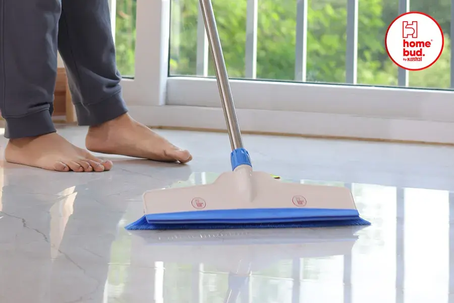 Floor cleaning from wiper by a person