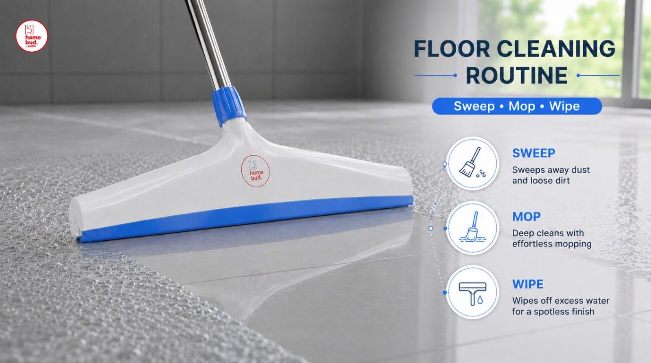 Double Blade Wiper That Clears Your Floor Dry in Half the Strokes